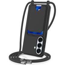 Samsung Galaxy S26 TPU-Hülle mit Kartenhalter und Umhängeband – Schwarz