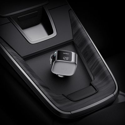 22. Cuktech CC903P 100W Kfz-Ladegerät mit Display und 70 cm langem, einziehbarem USB-C-Kabel – Grau