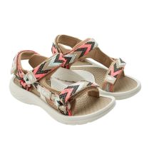 Lee Cooper Damenschuhe, Klettverschluss-Sandalen für den Sommer am Strand, hellbeige