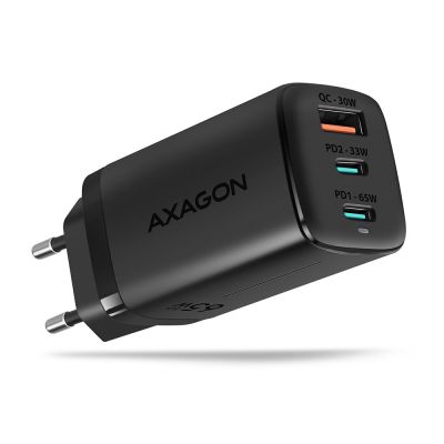 11. AXAGON ACU-DPQ65 Wandladegerät, GaN 65W, 3x Anschlüsse (USB-A + 2x USB-C), PD3.0/QC4+/PPS/Apple