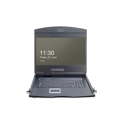 36. Modulare KVM-Konsole mit 19-Zoll-TFT-LCD-Bildschirm, 1 VGA-Anschluss, Touchpad, GE-Tastatur, schwarz