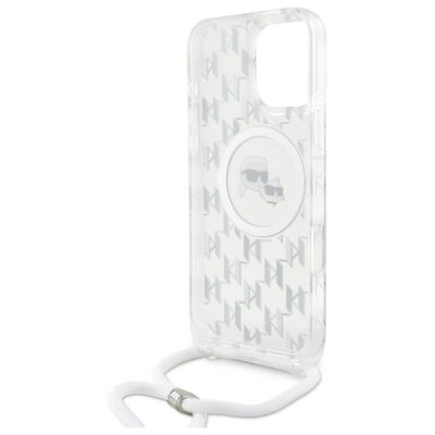 6. Karl Lagerfeld IML Crossbody Monogram Karl & Choupette Head MagSafe Hülle für iPhone 16 Pro - Transparent