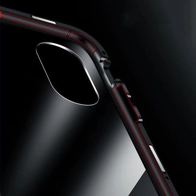 12. Wozinsky Full Magnetic Case 360 Magnetic Case Vorder- und Rückseite mit integriertem Glas Vivo X60 Schwarz-Transparent
