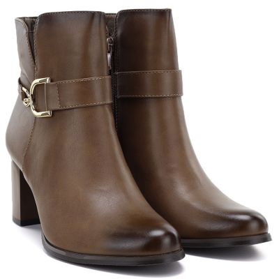 4. Gefütterte Damen-Ankle-Boots mit Blockabsatz, braun, M.Daszyński SA125-32