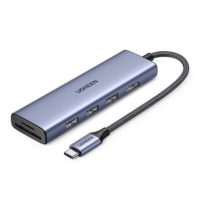 HUB Ugreen CM511 20956A 6in1 USB-C – HDMI / 3x USB-A 3.0 / SD/TF-Kartenleser – Grau