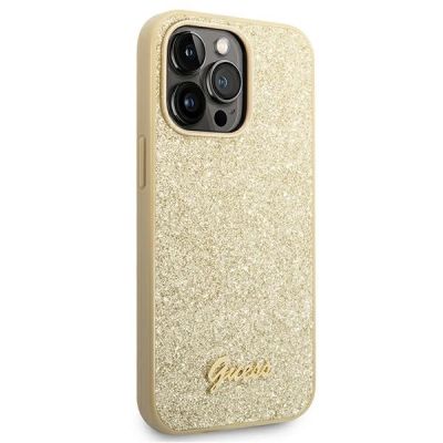 4. Guess Glitter Script Case für iPhone 14 Pro - Gold