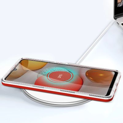 7. Klare 3in1 Hülle für Samsung Galaxy A42 5G Frame Gel Cover Rot
