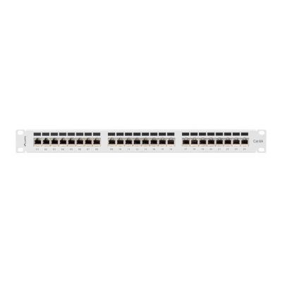 4. LANBERG Patchpanel, 24 Ports, 1 HE, 19 Zoll, CAT.6A, FTP, Grau, PPSA-1024-S