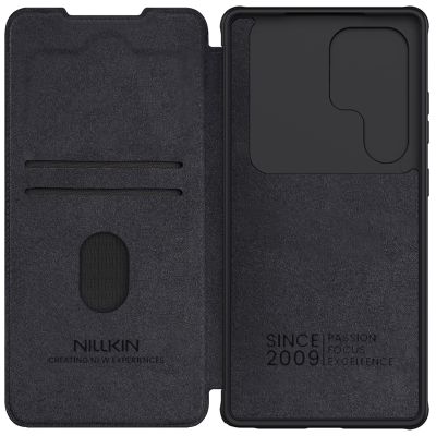 5. Nillkin Qin Pro Hülle für Samsung Galaxy S25 Ultra mit Klappe und Kameraabdeckung – Schwarz
