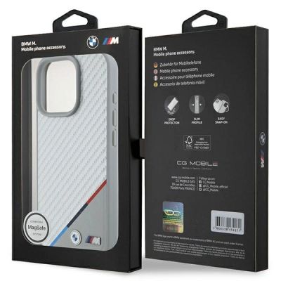 8. BMW M Carbon Tricolor Line MagSafe Hülle für iPhone 16 Pro – Grau