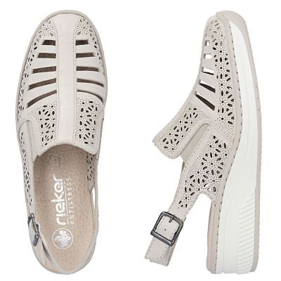 4. Beige Leder-Keilsandalen für Damen, Rieker 48763-60