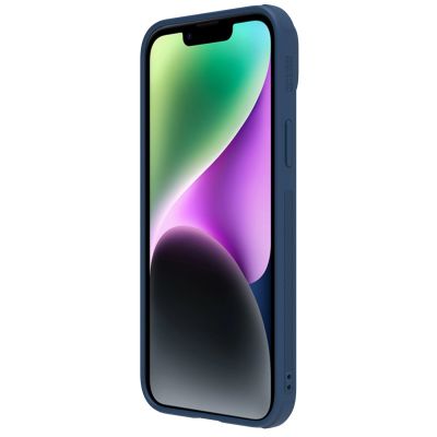 6. Nillkin CamShield Leather S Case iPhone 14 Plus Hülle mit Kameraabdeckung blau