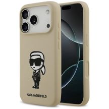 Karl Lagerfeld Silikonhülle mit Karl-Skizze und Logo (MagSafe) für iPhone 17 Pro – Braun