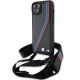 BMW M Edition Carbon Tricolor Lines & Strap Hülle für iPhone 15 / 14 / 13 – Schwarz