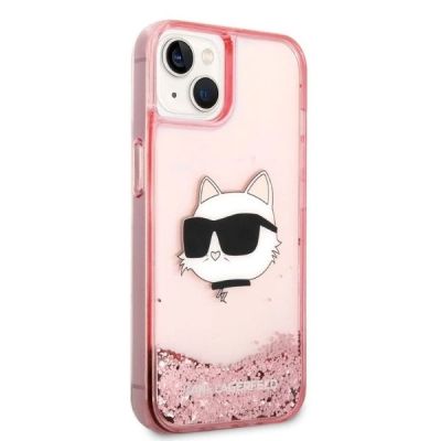 4. Karl Lagerfeld Glitter Choupette Head Hülle für iPhone 14 Plus – Rosa