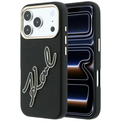Karl Lagerfeld Schutzhülle mit großem, glattem Harz-Logo für iPhone 18 Pro / 17 Pro – Schwarz