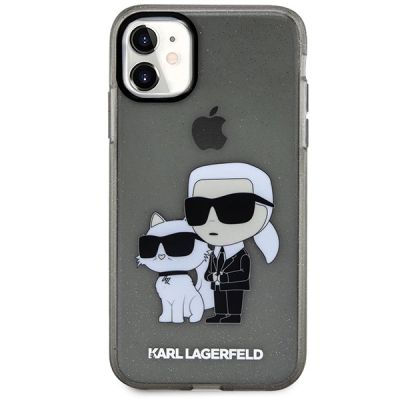 3. Karl Lagerfeld KLHCN61HNKCTGK iPhone 11 / Xr 6.1" schwarz/schwarz Hardcase Gliter Karl&Choupette