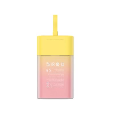4. Baseus Popsicle 5200mAh 20W Powerbank mit integriertem Lightning Kabel (+ weißes Baseus Simple USB-C - USB-C 60W/20V/3A/30cm Kabel) - Gelb-Pink