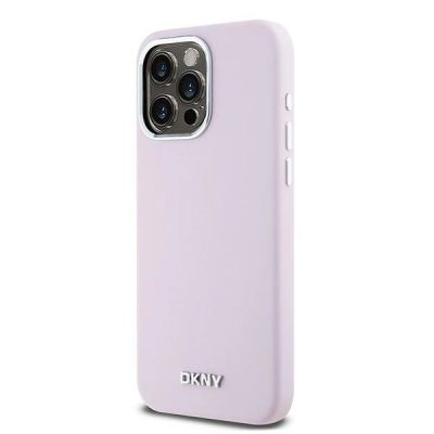 2. DKNY Flüssigsilikon-Hülle mit kleinem Metalllogo und MagSafe-Funktion für iPhone 14 Pro Max – Pink