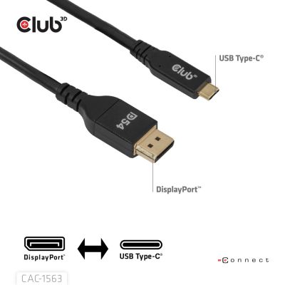 6. CLUB3D CAC-1563 2m USB Typ-C DisplayPort Kabeladapter Schwarz