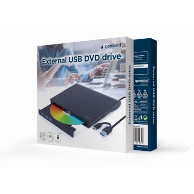 2. GEMBIRD Externer DVD-Brenner 8x, CD 24x USB 3.1 Slim Schwarz