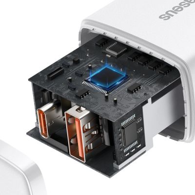 6. Baseus Compact Schnellladegerät USB / USB Type C 20W 3A Power Delivery Quick Charge 3.0 weiß (CCXJ-B02)