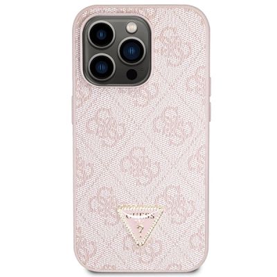 3. Guess GUHCP14LP4TDSCPP Hülle für iPhone 14 Pro – rosa Crossbody 4G Metalllogo