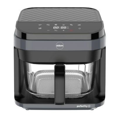 12. ELDOM FETTFREIE FRITTEUSE FR500 5,5 L 1200W GLASBEHÄLTER, GRILLEN, SILIKONPLATTE, 8 PROGRAMME, TEMPERATURREGELUNG.