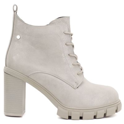 4. Cremefarbene Damen-Ankle-Boots mit Blockabsatz, Modell M.Daszyński SA218-8