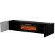 6. TULA TV-Schrank 183x35x37 schwarz matt + schwarzer Kamin