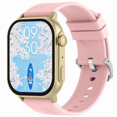 3. Smartwatch Gravity GT15-7 mit pinkfarbenem Silikonarmband und goldenem Armband