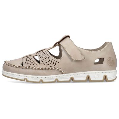 37. Rieker W RKR651 beige Leder Klettverschluss durchbrochene Schuhe
