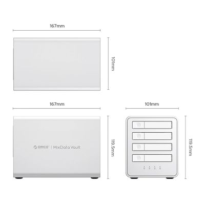2. Orico 8848RC3 DAS-Serie 4-Bay 2,5" HDD/SSD-Festplattenarray – Weiß