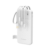Wozinsky W11-W 10000mAh 10W Powerbank mit integrierten Kabeln und Taschenlampe – Weiß