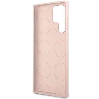 7. Guess GUHCS23LLSLMGPP S23 Ultra S918 pink/pink Hardcase Silikon Script Metal Logo