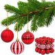 Sichere dekorative Kunststoff-Weihnachtskugeln, 27 Stück, 6 cm, rot-weiß, MICA
