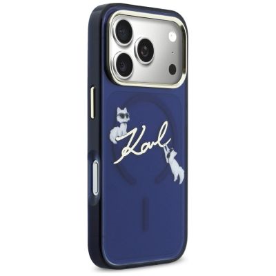 4. Karl Lagerfeld IML Choupettes Karl Script Logo MagSafe Hülle für iPhone 17 Pro - Blau