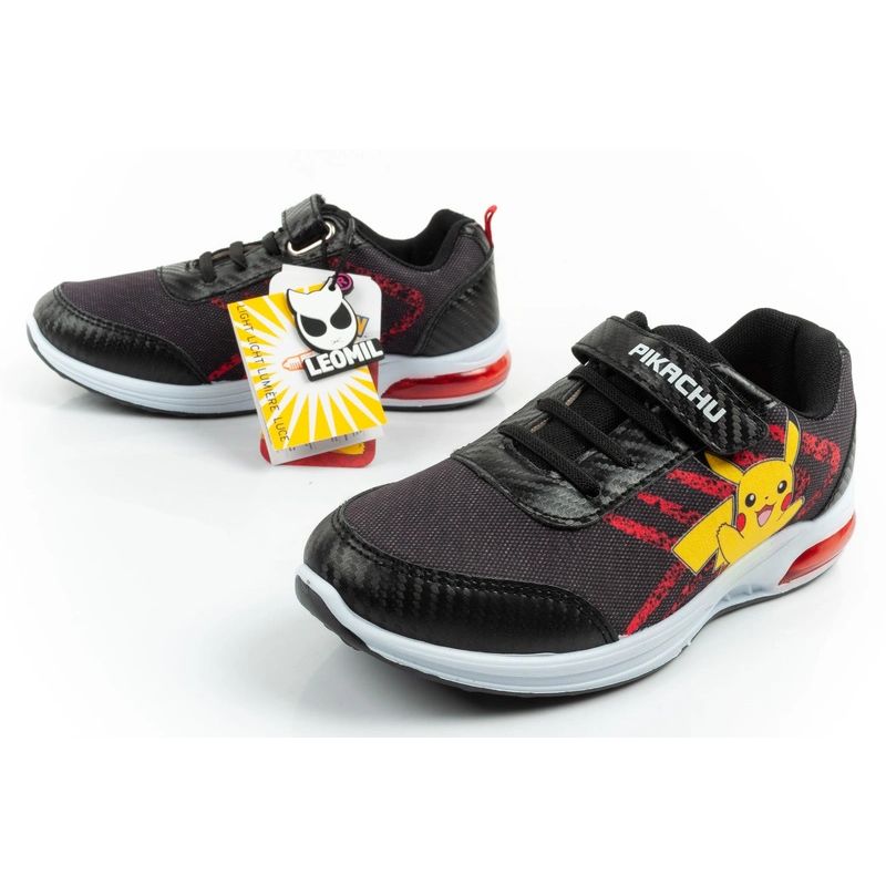 8. Leomil Kinder-Sportschuhe Pokémon-Sneaker, leicht, mit Klettverschluss und LED-Beleuchtung, schwarz