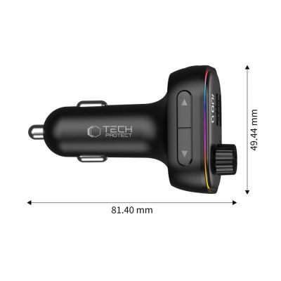 3. Tech-Protect CC07 3-Port PD 54W Autoladegerät + Bluetooth FM-Transmitter - Schwarz