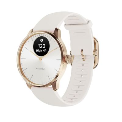 4. Withings Scanwatch Light – eine Uhr mit EKG-Funktion, Herzfrequenz- und SpO2-Messung sowie Aktivitäts- und Schlafüberwachung (37 mm, Roségold-Sand)