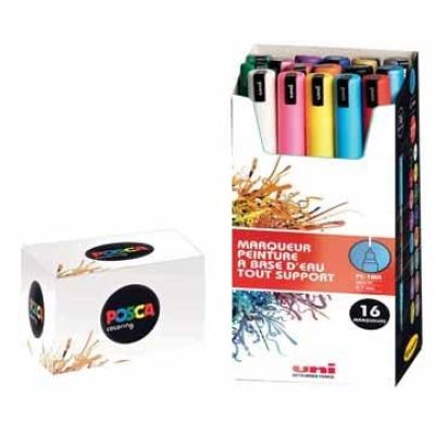 2. POSCA uni PC-1MR, 16 Marker mit Rundspitze in Schwarz, Blau, Gold, Grün, Orange, Pink, Rot, Silber, Lila, Weiß und Gelb