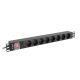 9. LANBERG Rack-Stromverteilerleiste 19" (1 HE, 16 A, 8x Shuko, 2 m, Schwarz) PDU-08F-0200-BK