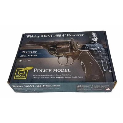 3. WEBLEY MKVI .455 Polizeirevolver, Kal. 5,5 mm, Diabolo, 6-Schuss-Patronen, 4"-Lauf, CO2 Battlefield Ekp do17J