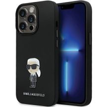 Karl Lagerfeld KLHCP14LSMHKNPK Hülle für iPhone 14 Pro – schwarz Silikon Ikonik Metall Pin