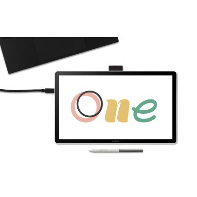 Wacom One 14 Grafiktablett – Bildschirmgrafiktablett mit Wacom One Standard Pen und USB-C-Kabel