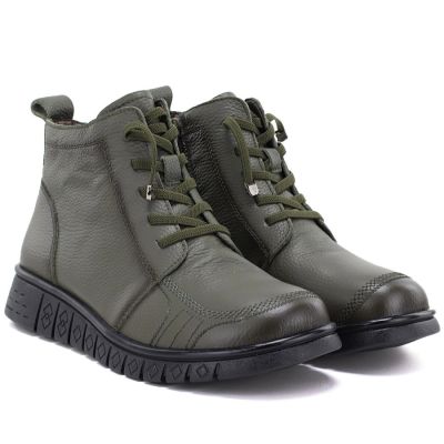 4. Bequeme Damen-Lederstiefeletten in Khaki T.Sokolski OL67-1