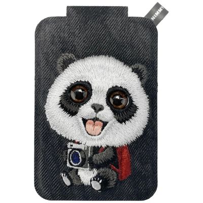 Nimmy New Big-Eye Cute Pets 2.0 Panda Magnet-Geldbörse mit Handyhalterung – Schwarz