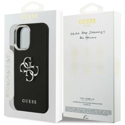 16. Guess Grained Big 4G Classic Logo Hülle für iPhone 17 - Schwarz