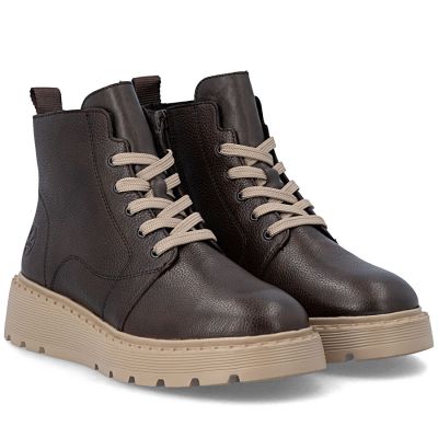 4. Braune Keilstiefeletten aus Leder für Damen, Modell Rieker 70405-25