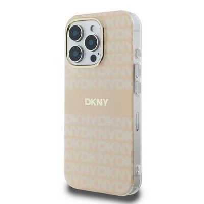 2. DKNY Repeat Texture Pattern With Stripe Hülle für iPhone 16 Pro Max – Rosa